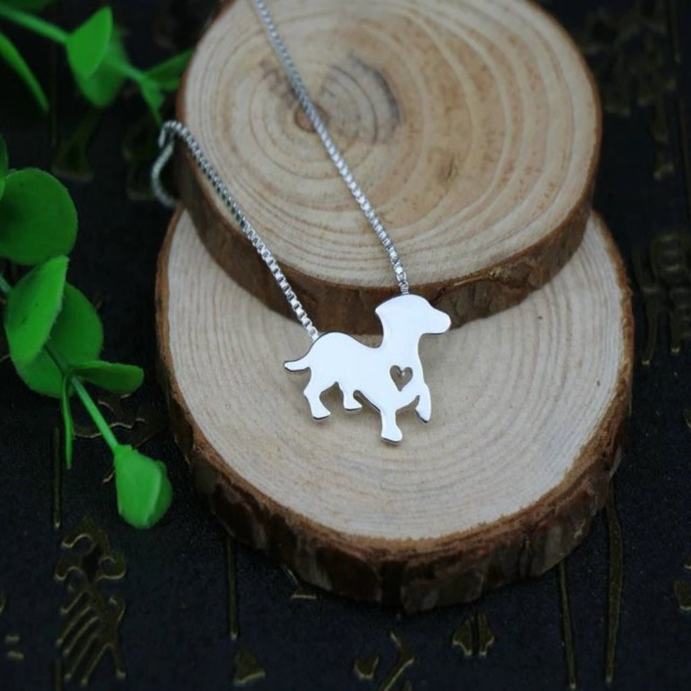 Silver Prancing Puppy Necklace - Picture 1 of 3